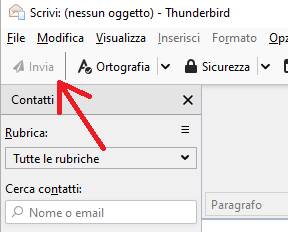Thunderbird 78: Non invia email, rubrica vuota – pulsante invio non abilitato – impossibile inviare email